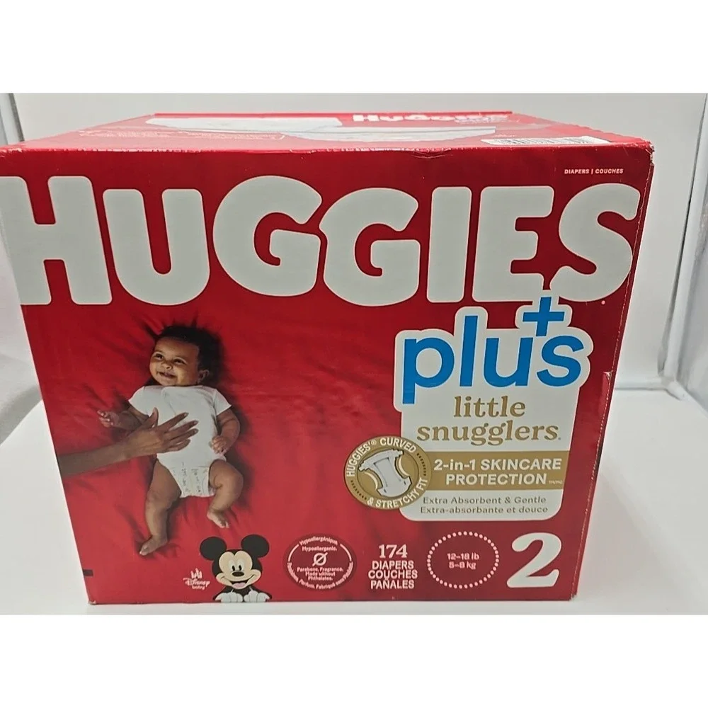 Huggies Little Snugglers Plus Diapers - White, 174 Count, Size 2
